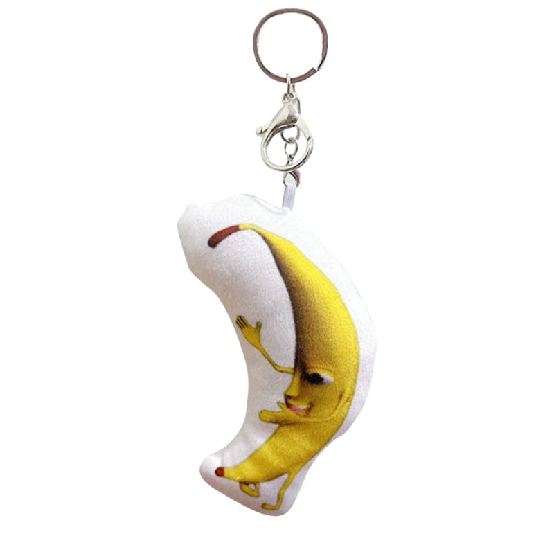 Singing Banana Plush Keychain Squeak Sound Talking Toy Doll Bananacat Funny Hanging Pendant